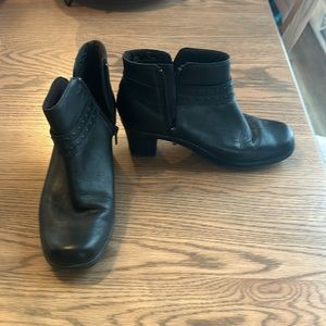 Clark’s ankle boots.  Worn once